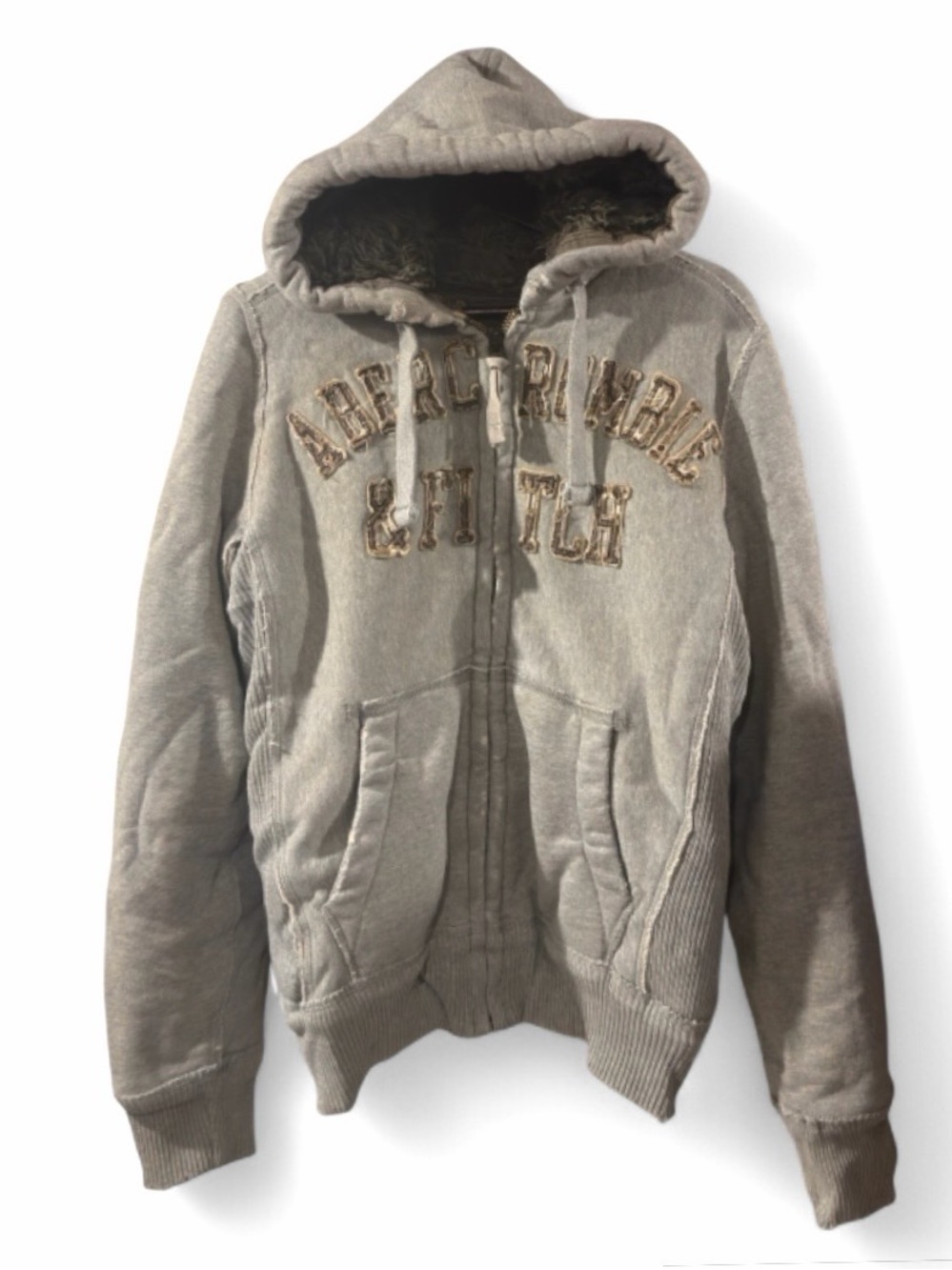 VTG, Rare, Y2K Abercrombie & Fitch Gray Wolf Jaw Hoodie Jacket Size Men’s Small